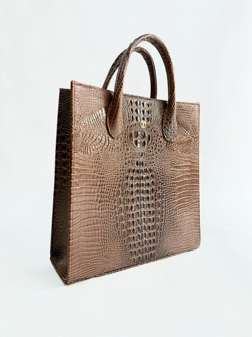 Croc leather tote bag