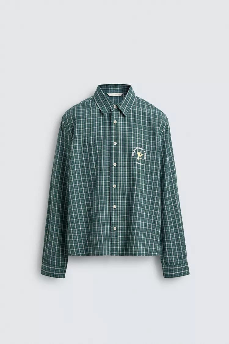 Zara checkered shirt in green