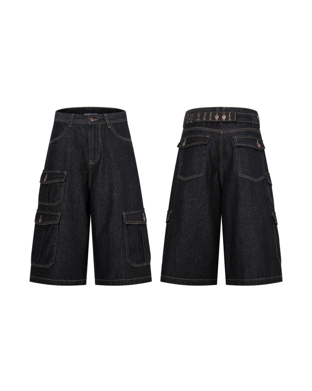 Retro utility denim jort