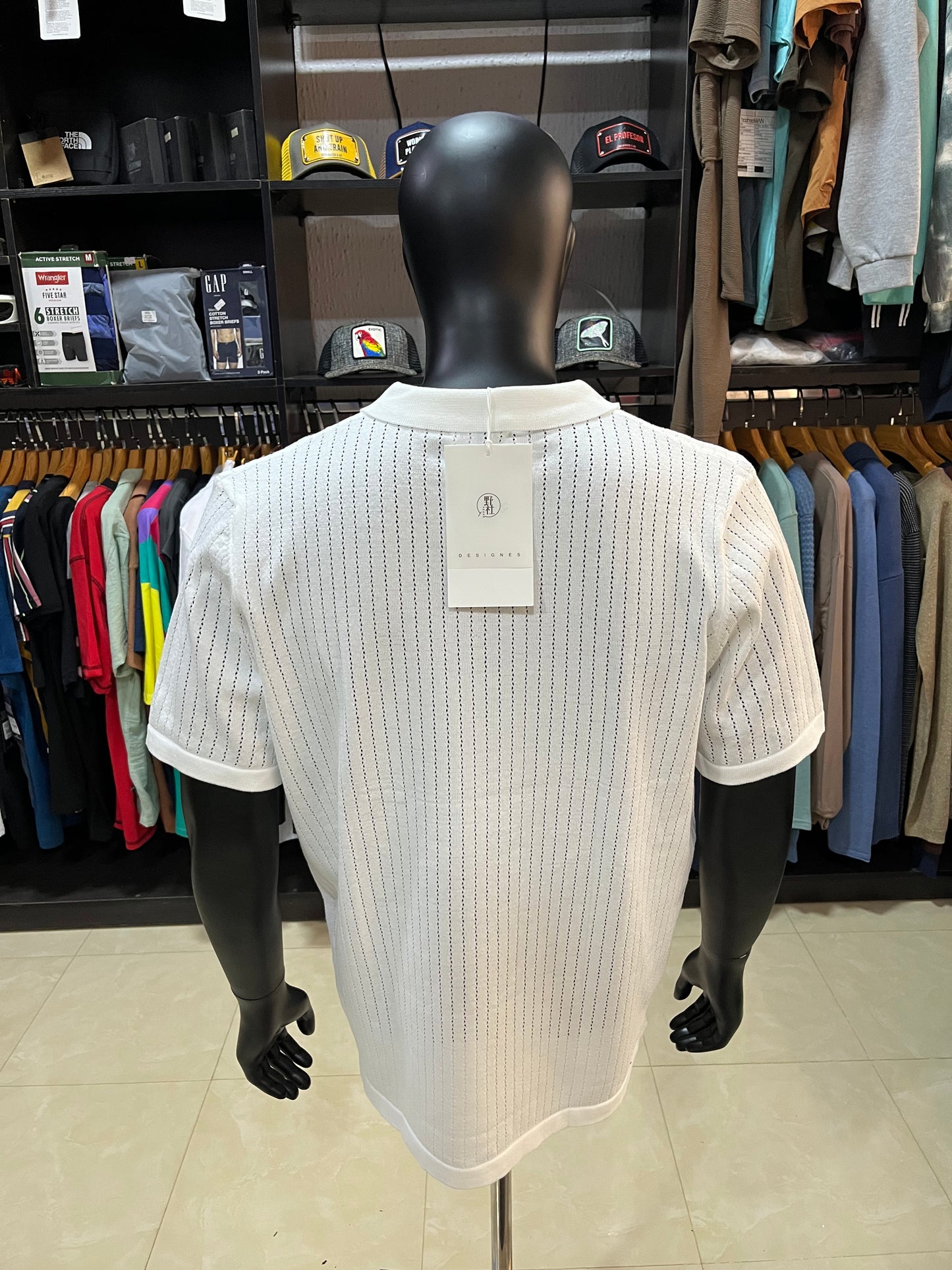 Knit open neck polo