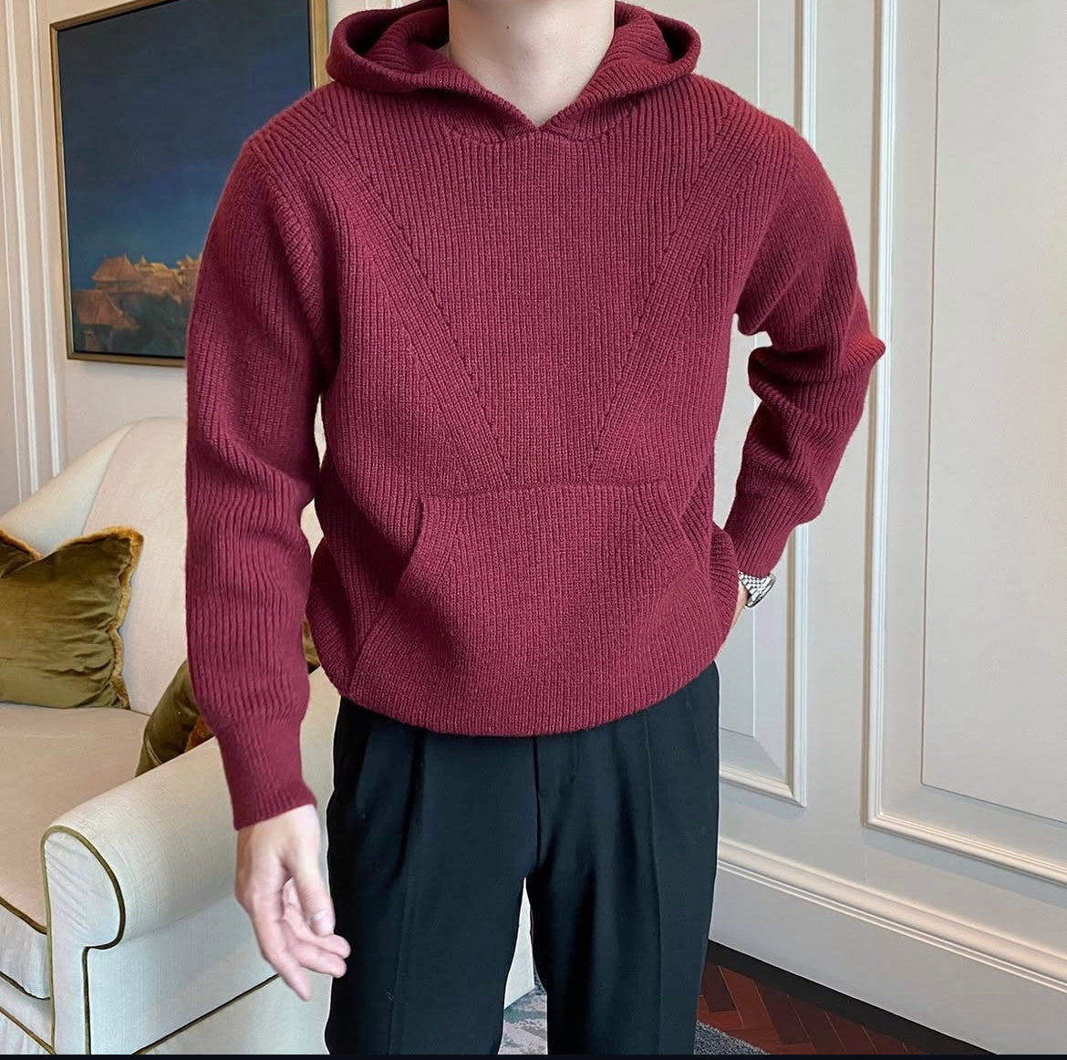 Plain Knitted hoodie