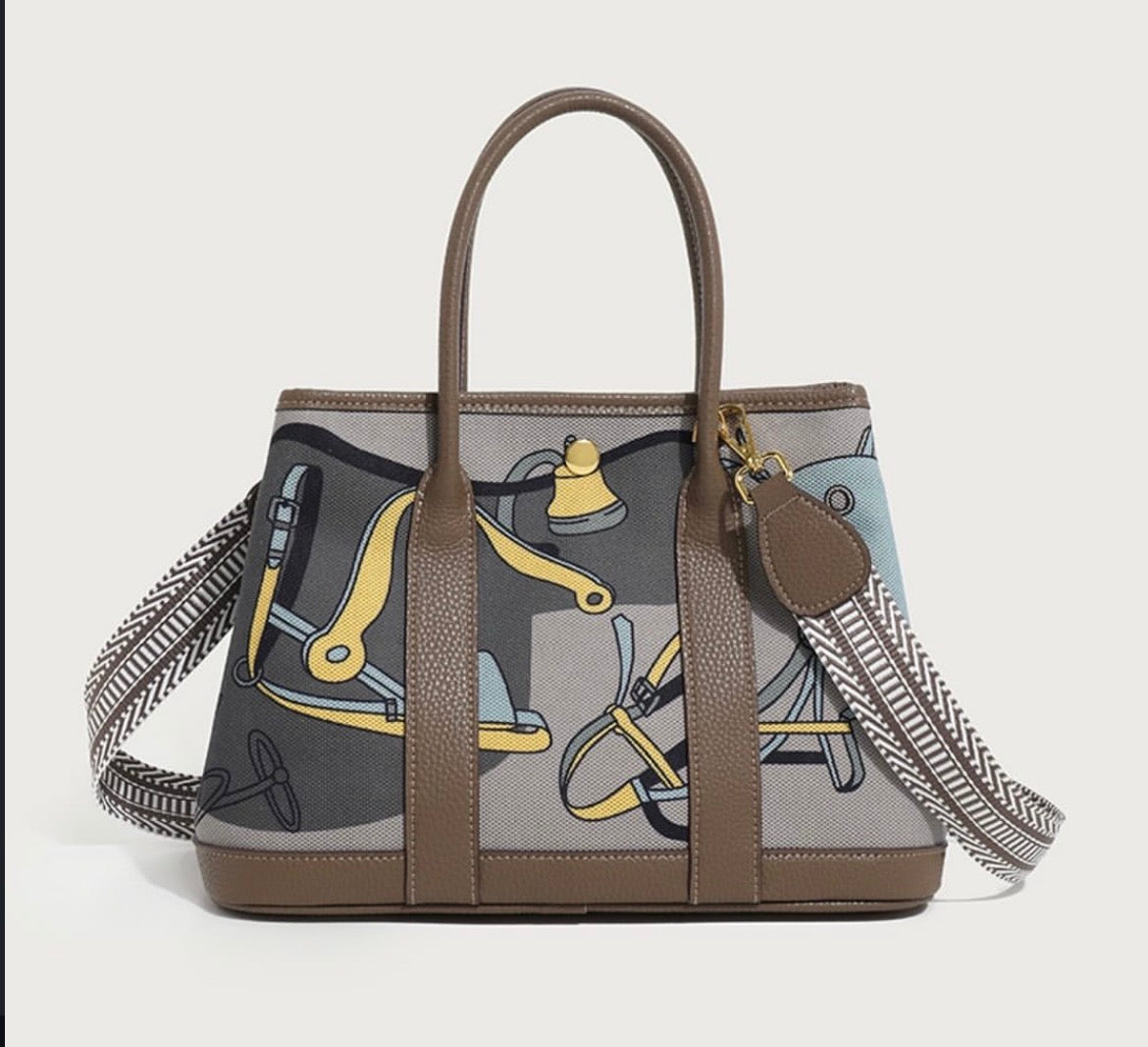 Leather lining graffiti bag