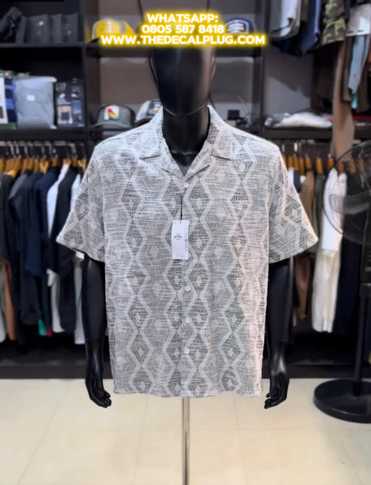 Primark patterned grey revere shirt