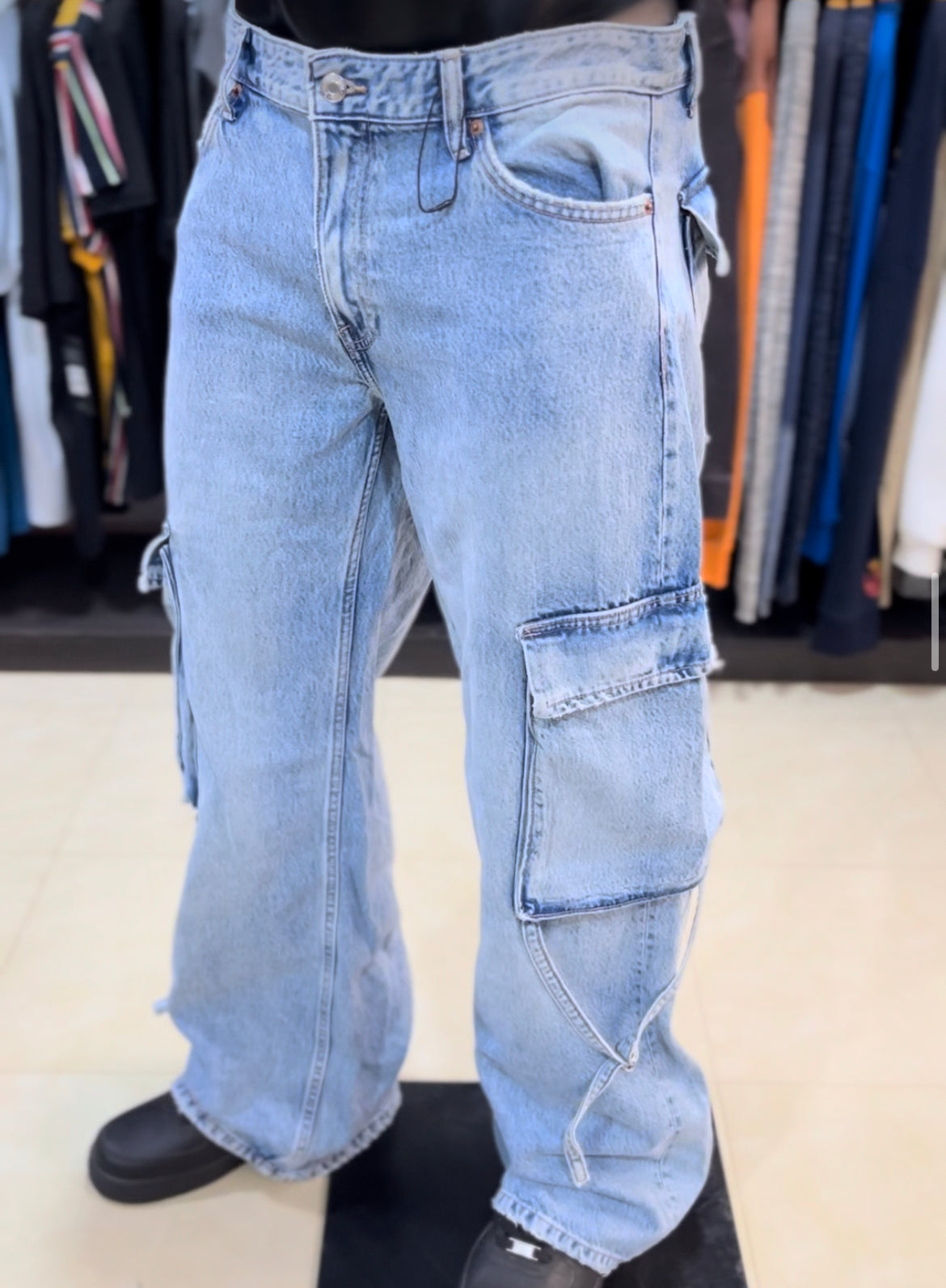 Zara Cargo utility denim jean