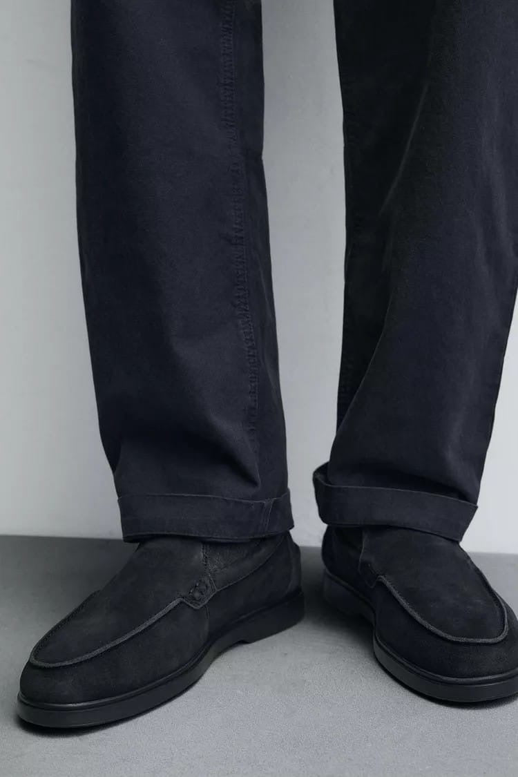 Zara Navy blue suede loafers