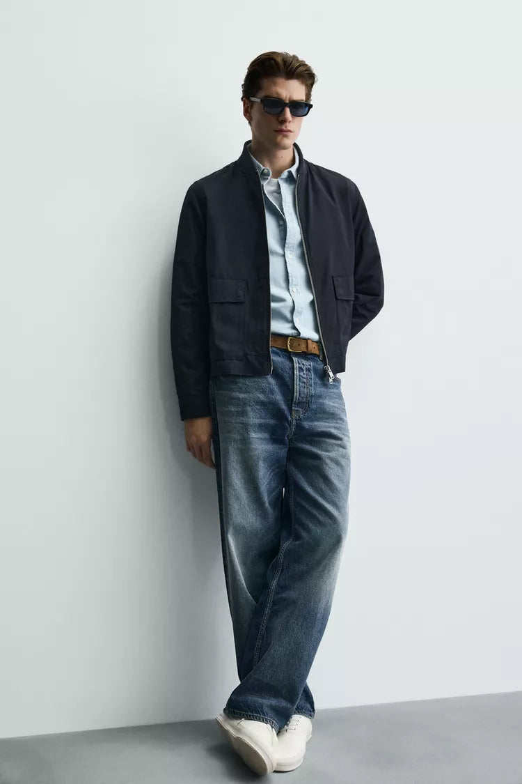 Zara water repellent technical jacket in navy