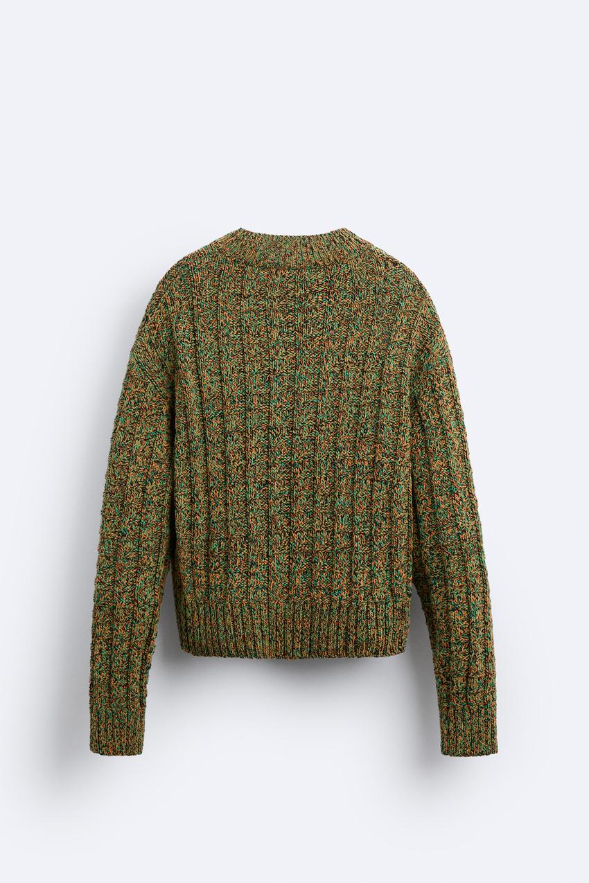 Zara textured V neck sweater