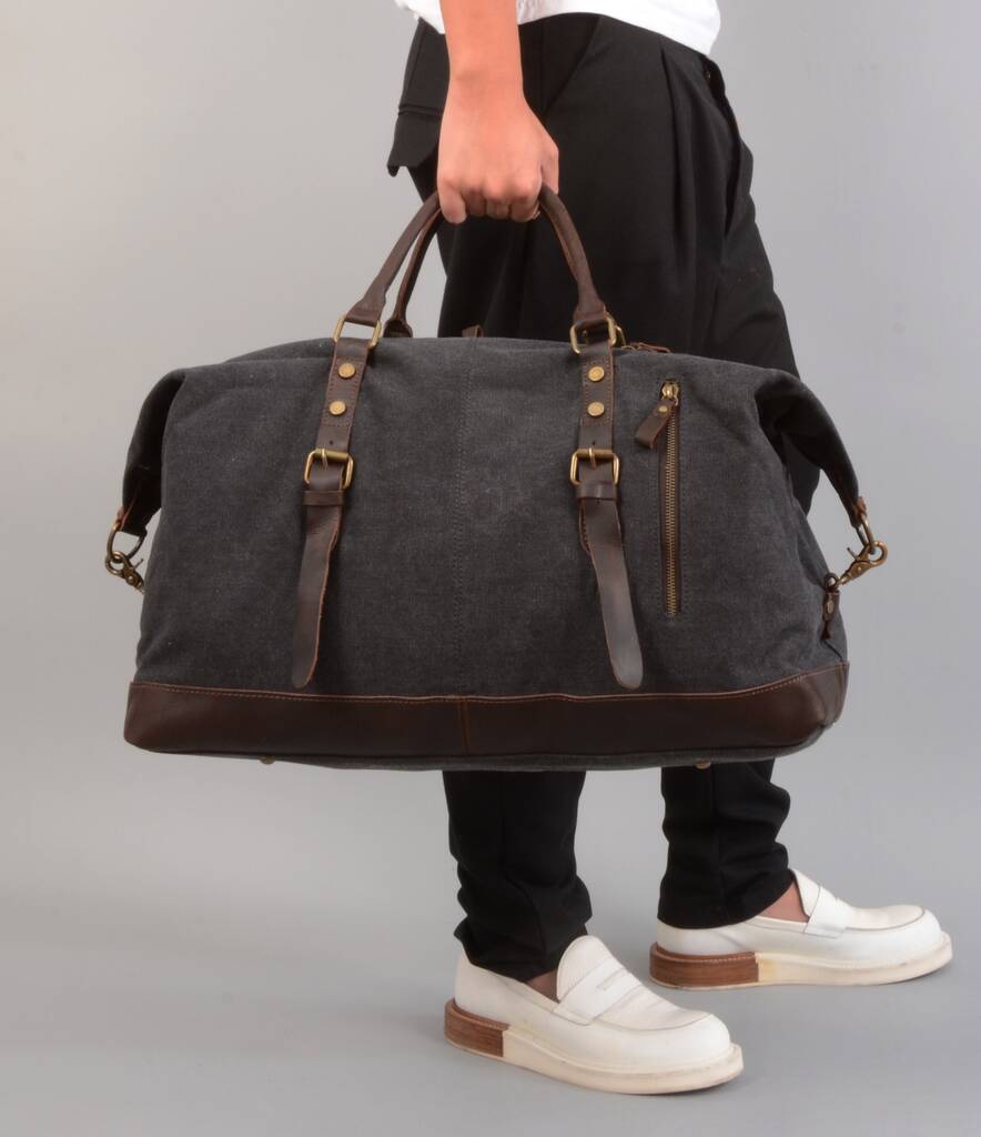 Reclaimed Yard vintage canvas leather jumbo duffel bag