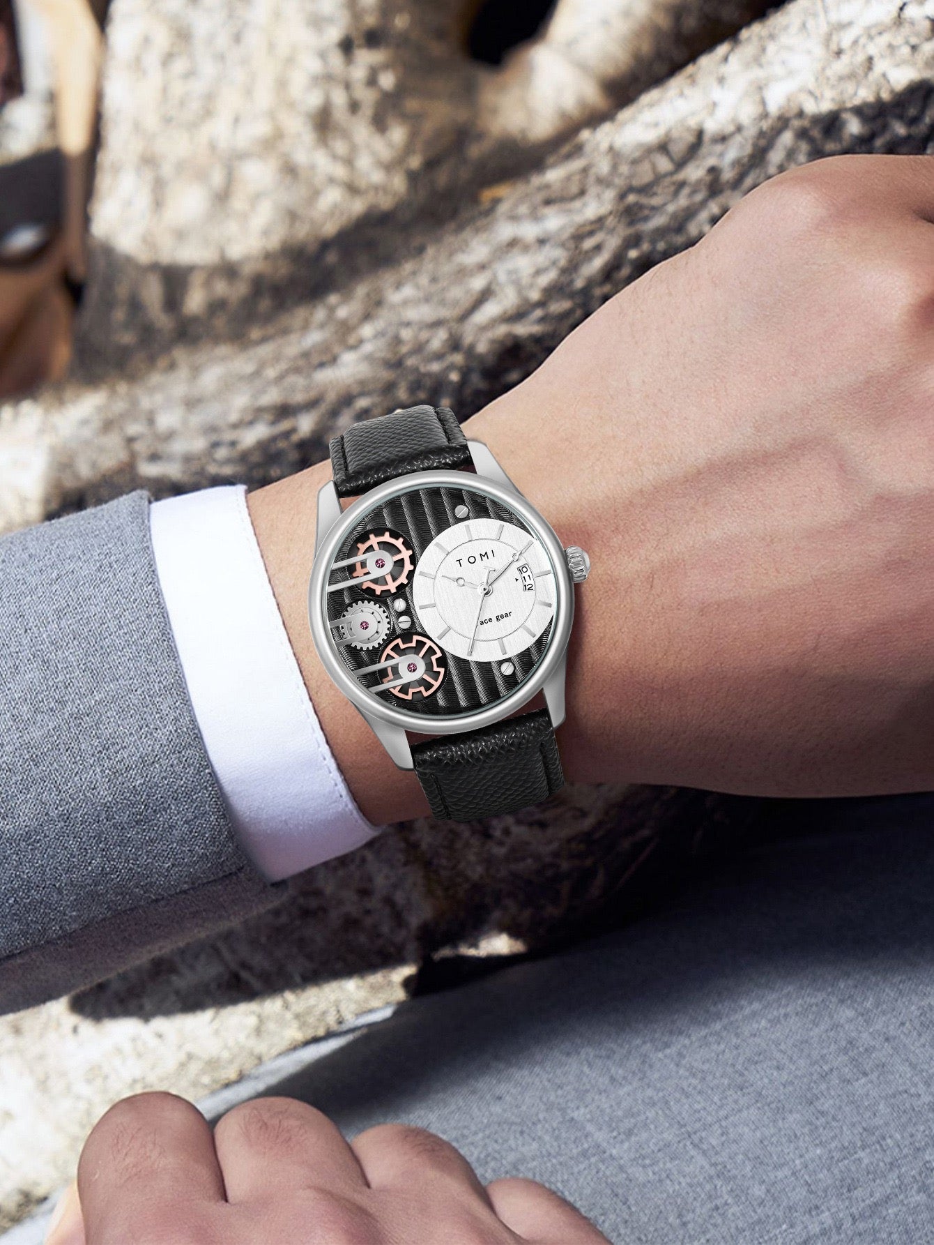 Tomi leather strap wristwatch