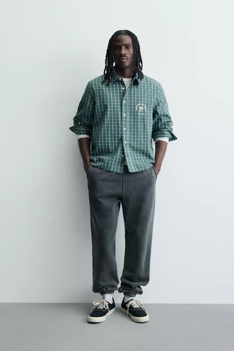Zara checkered shirt in green
