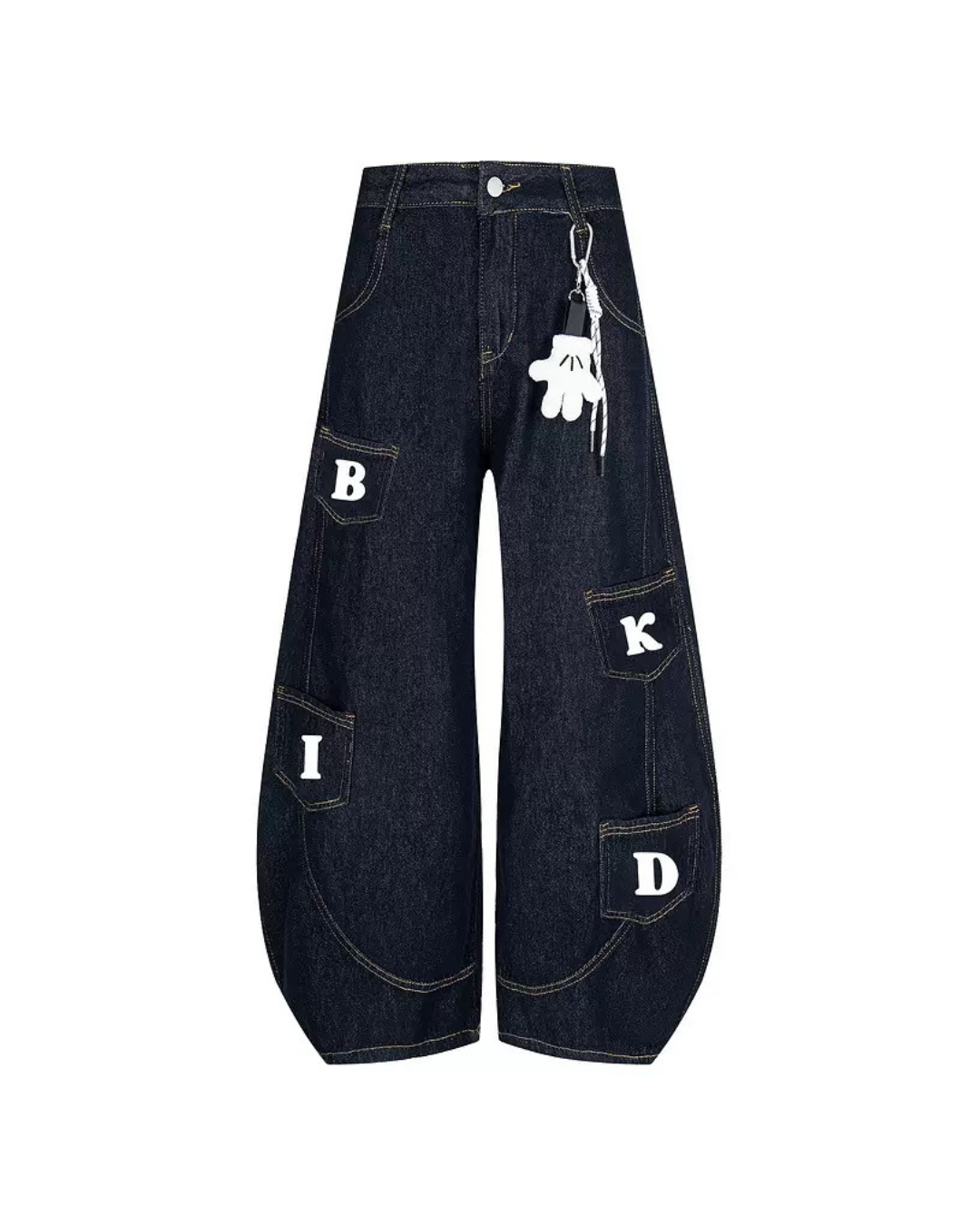 Ornament balloon cut denim jean pants