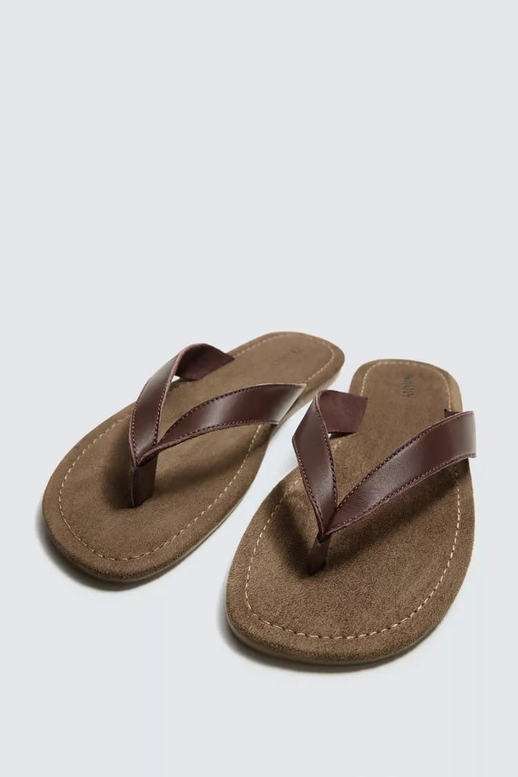 Zara coffee brown slippers