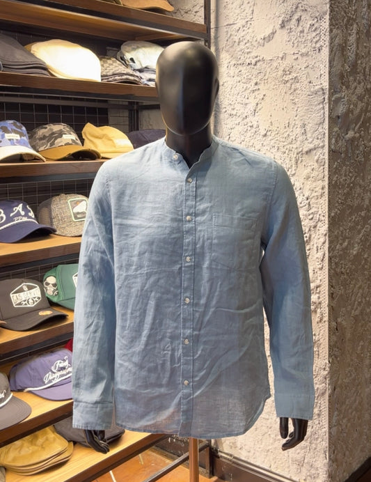 Reo linen band collar shirt
