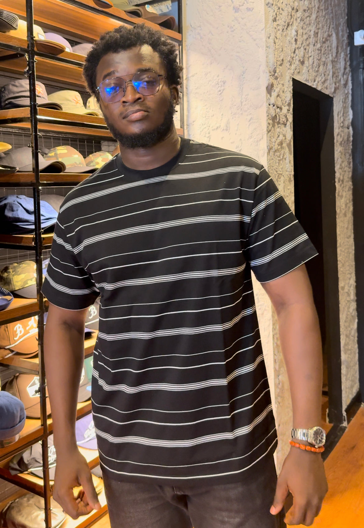 Stripe cotton t-shirt