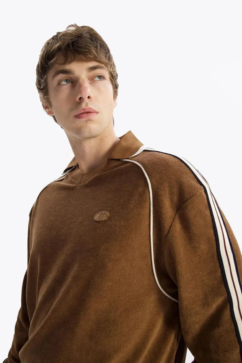 Giesto terry polo shirt in brown