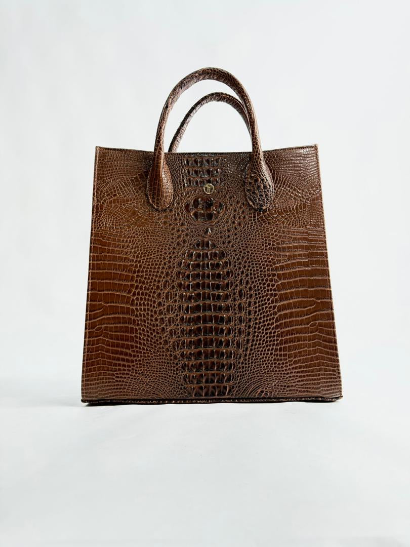 Croc leather tote bag