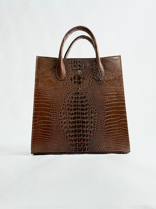 Croc leather tote bag