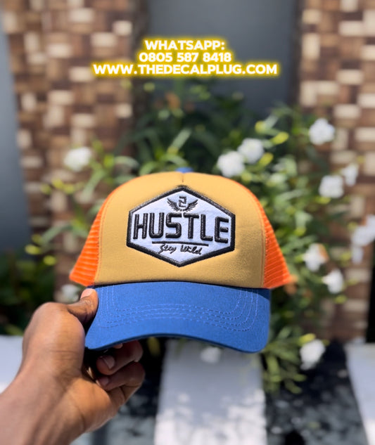 Hustle color block trucker