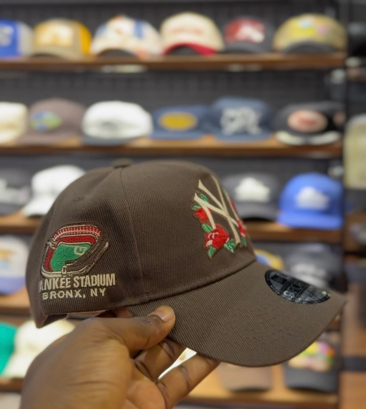 NY rose embroidered hat