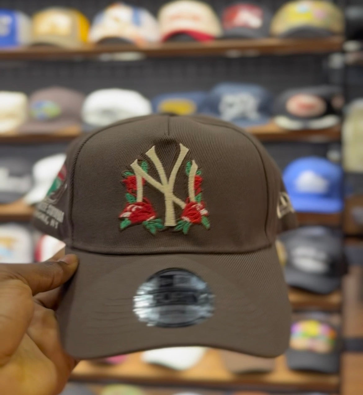 NY rose embroidered hat
