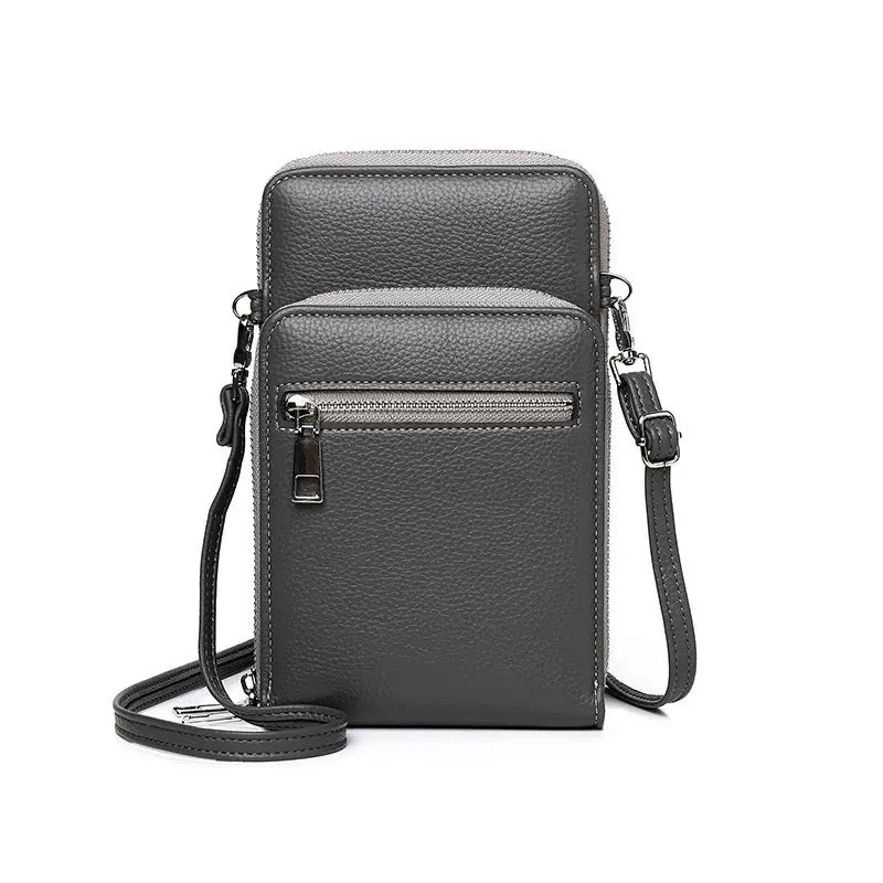 Leather side bag in black