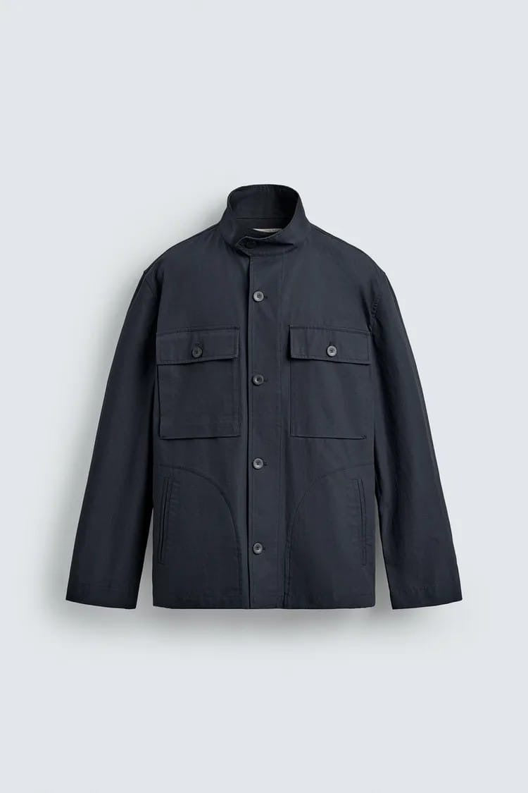 Zara navy blue utility work jacket