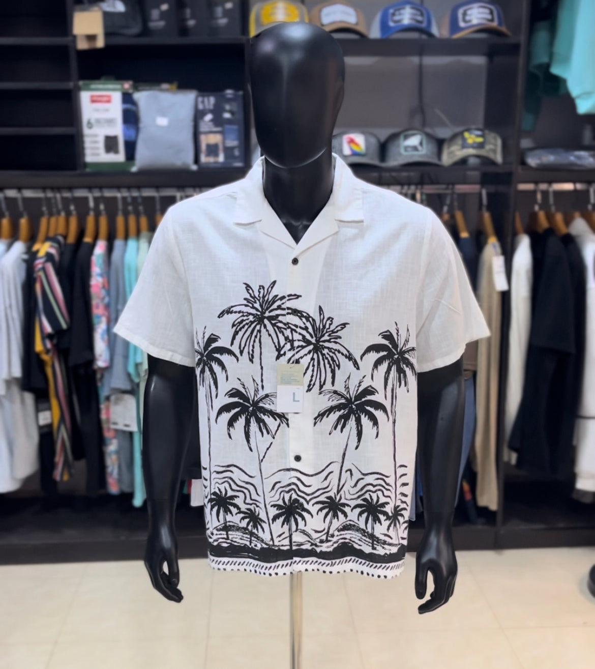 Primark palm print linen revere shirt
