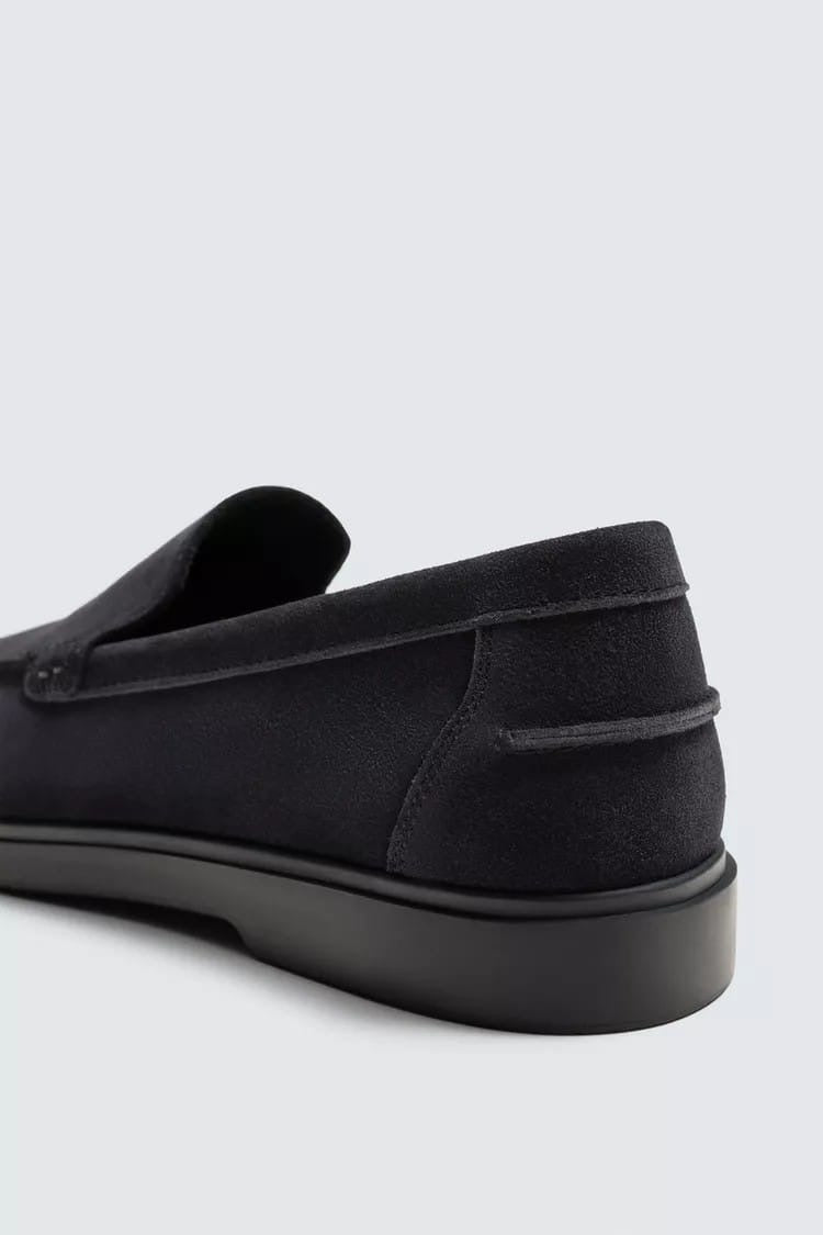 Zara Navy blue suede loafers