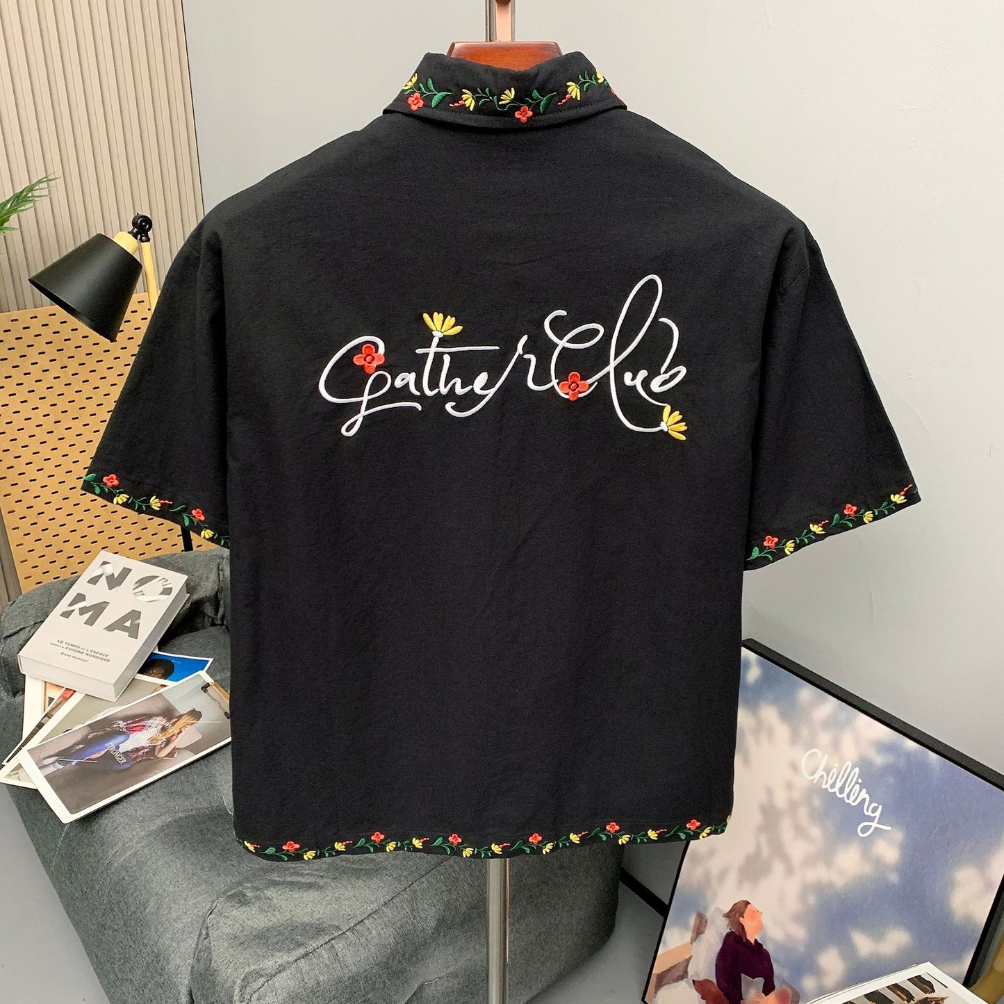 Floral embroidered shirt