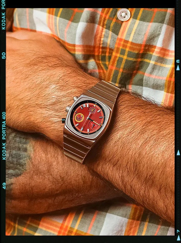 Square chronograph chain watch
