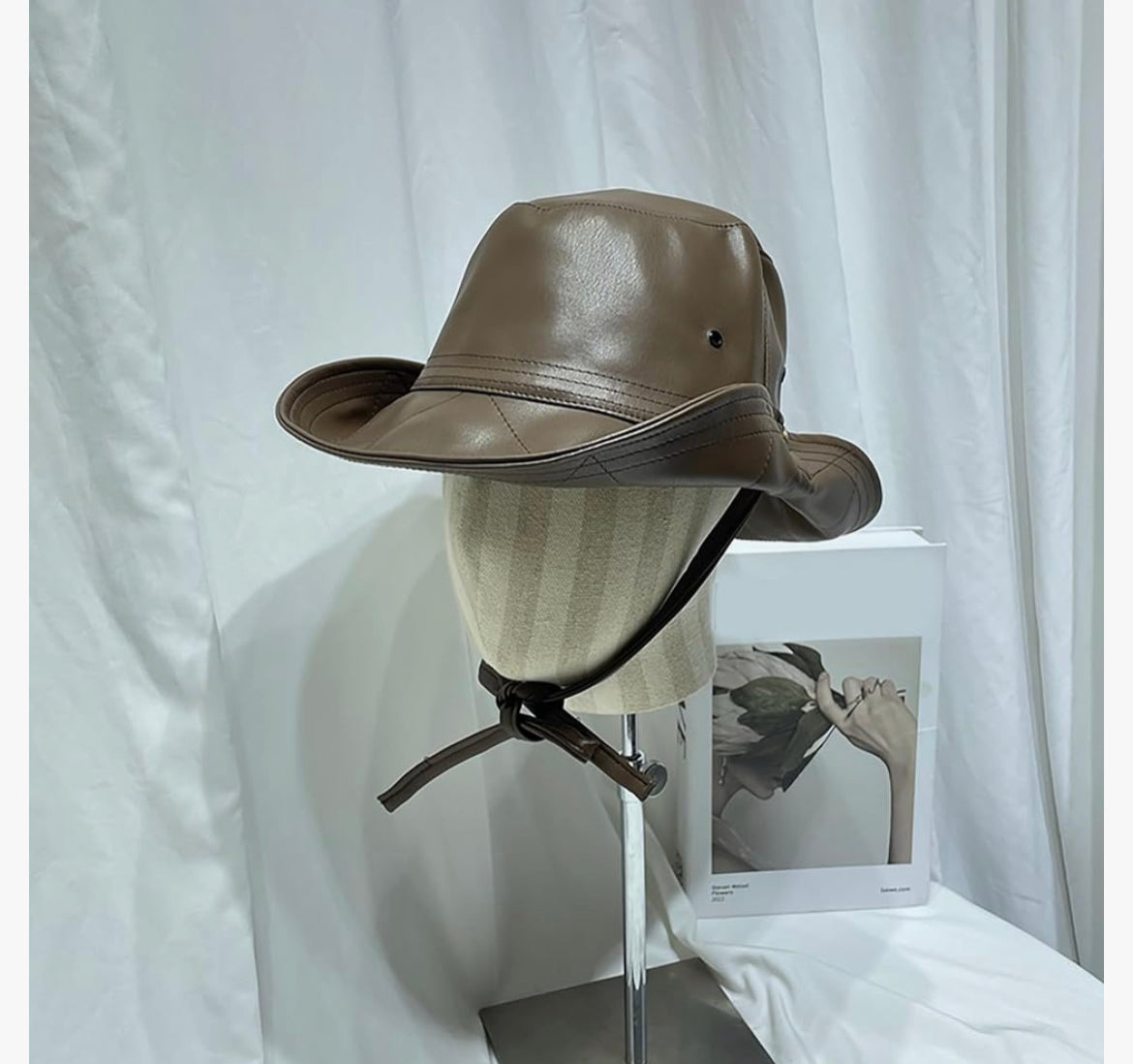 Faux leather bucket hat