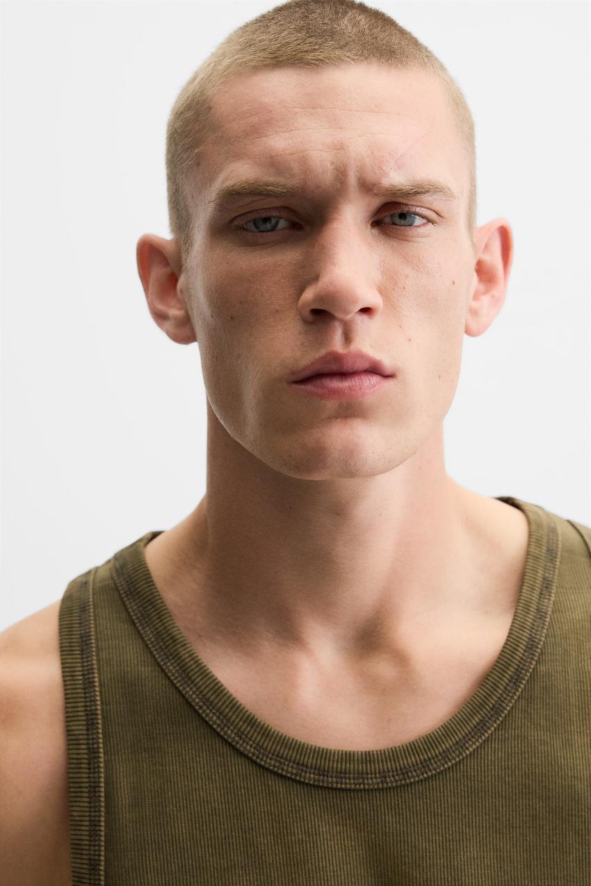 Zara ribbed tank top- limited edition in dark khaki