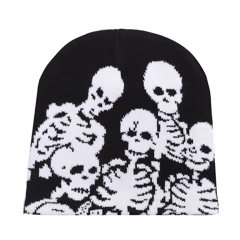 Goth skel beanie