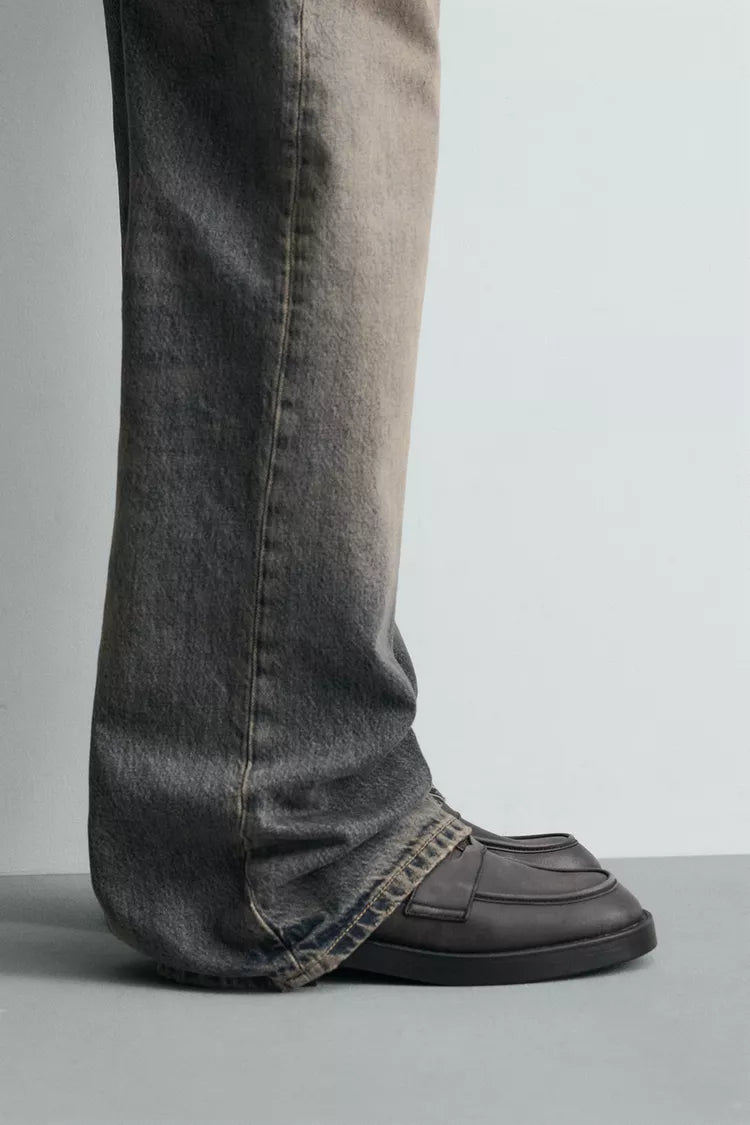 Zara WORN COIN leather LOAFERS