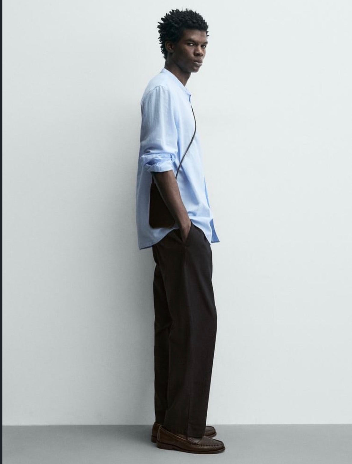Zara linen tab collar shirt
