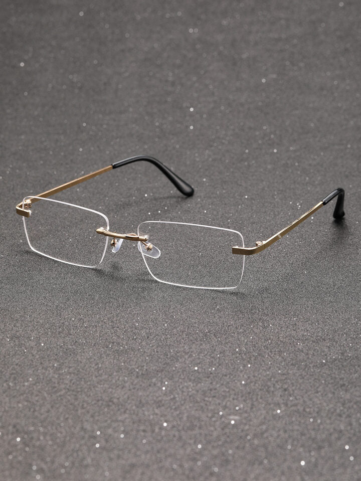 Rectangle rimless lens glasses