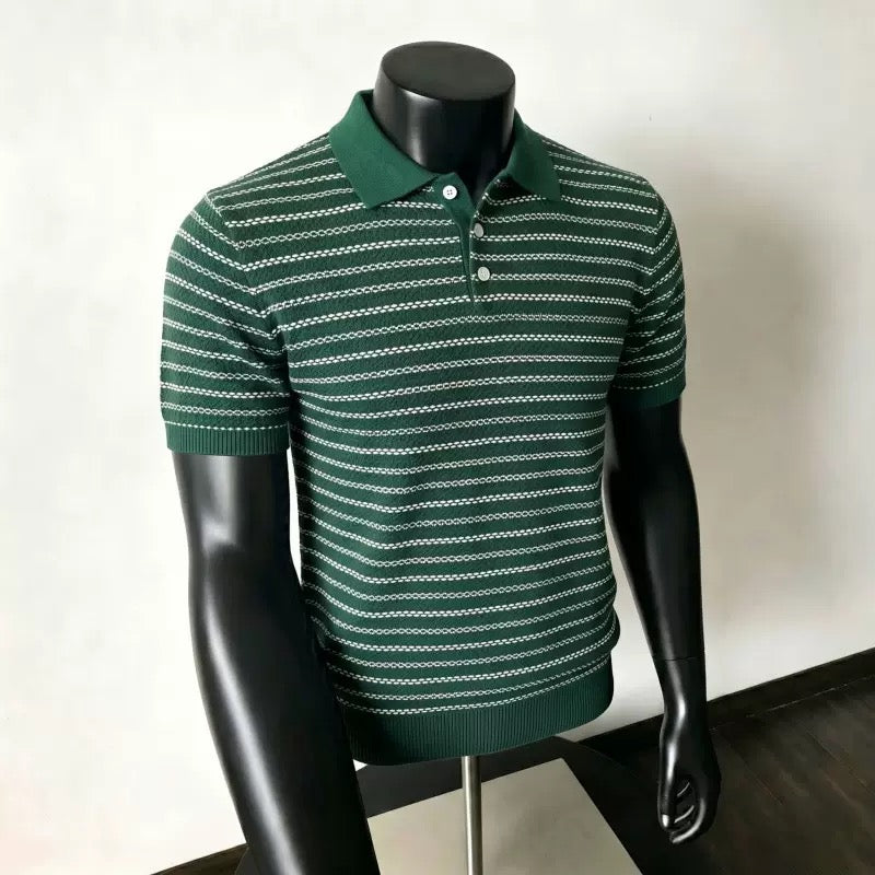 Stripe knitted polo shirt
