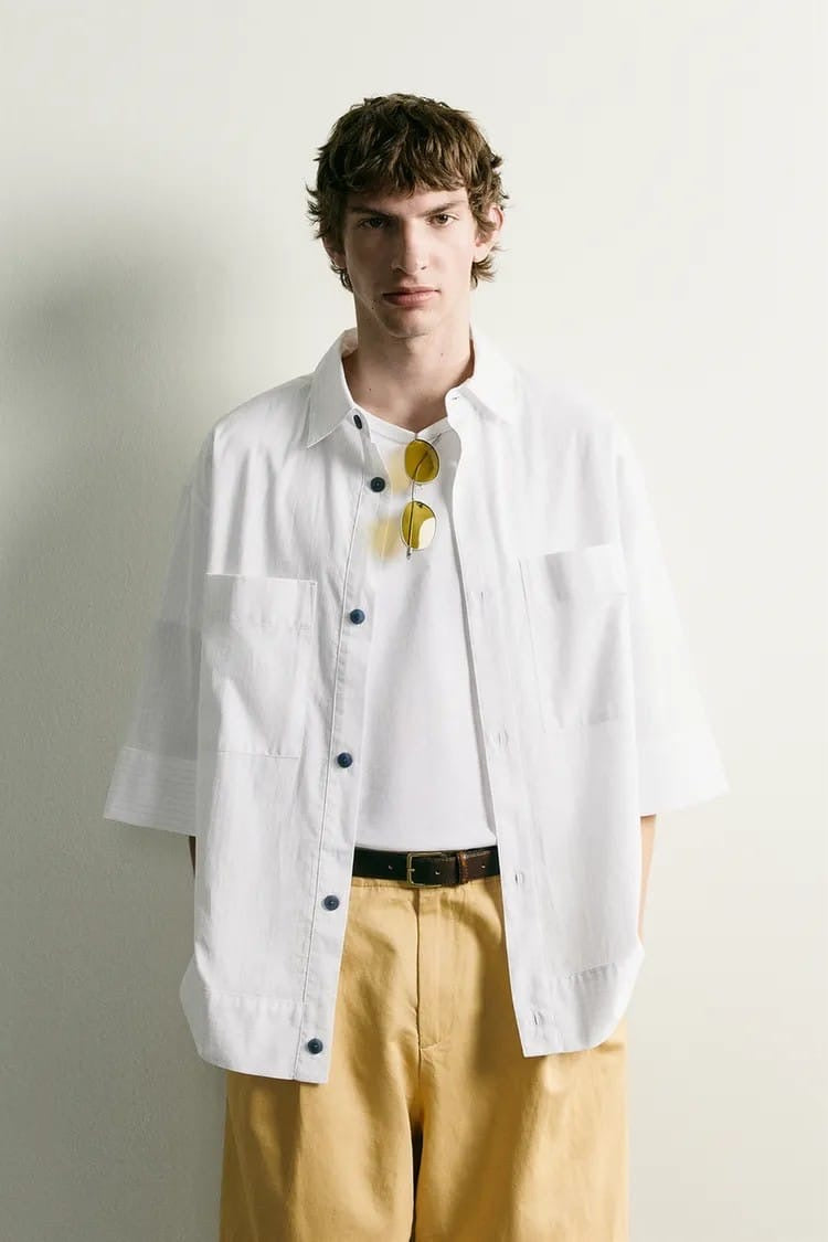 Zara stripe white cotton boxy shirt