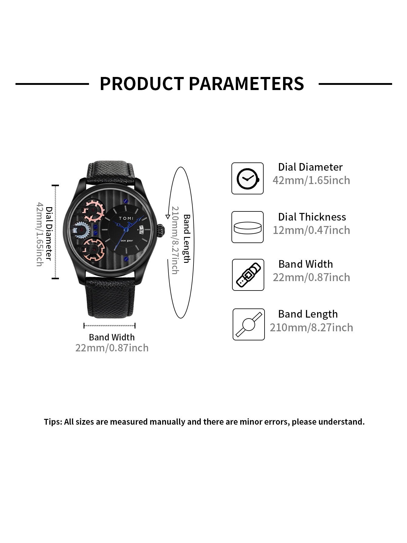 Tomi leather strap wristwatch