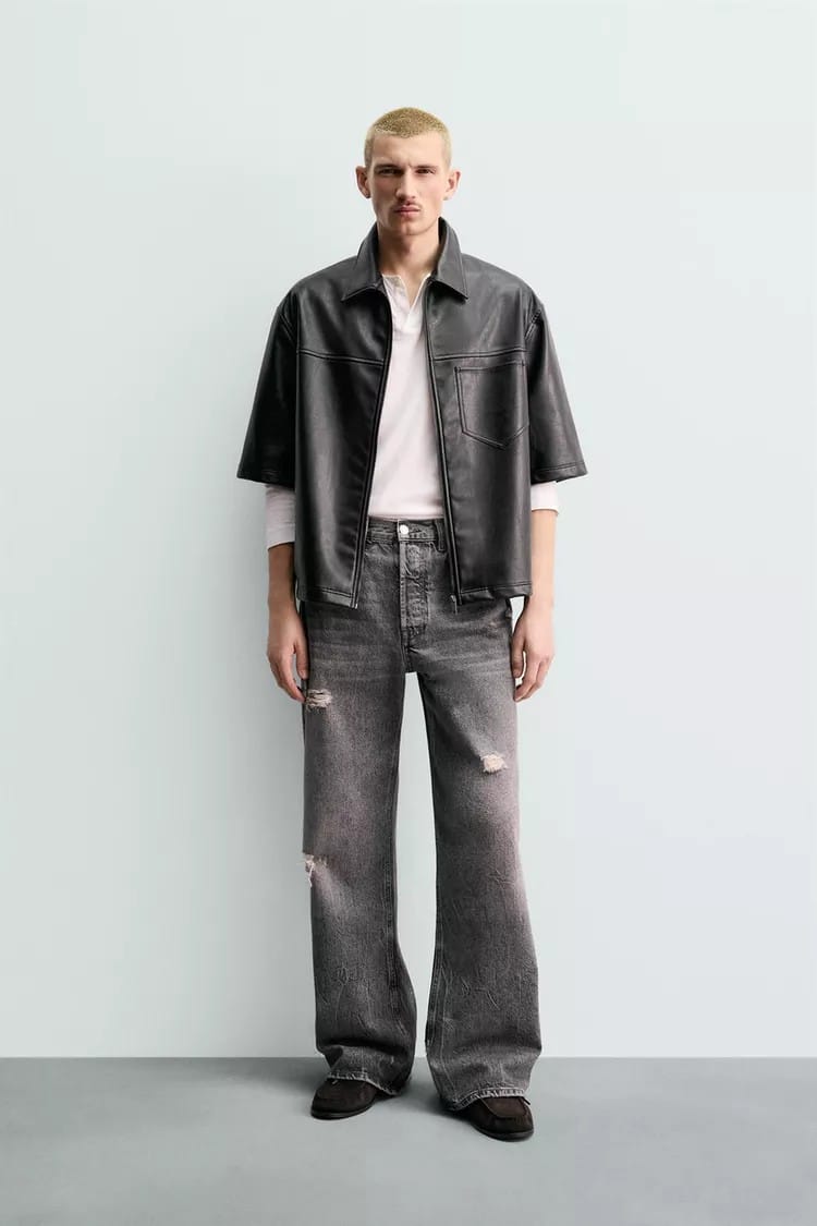 Zara faux leather shirt
