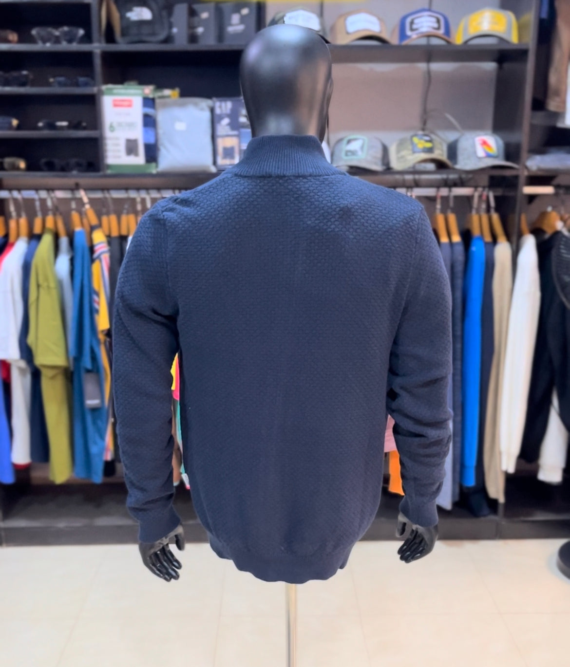 Selected homes knit zip sweater in blue