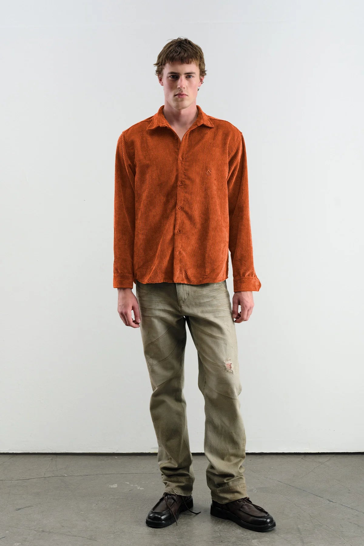 Giesto corduroy shirt in orange