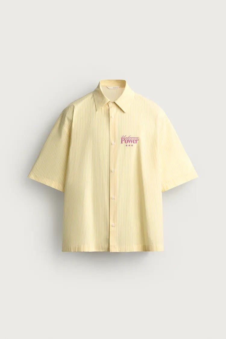 Zara stripe boxy print shirt in yellow