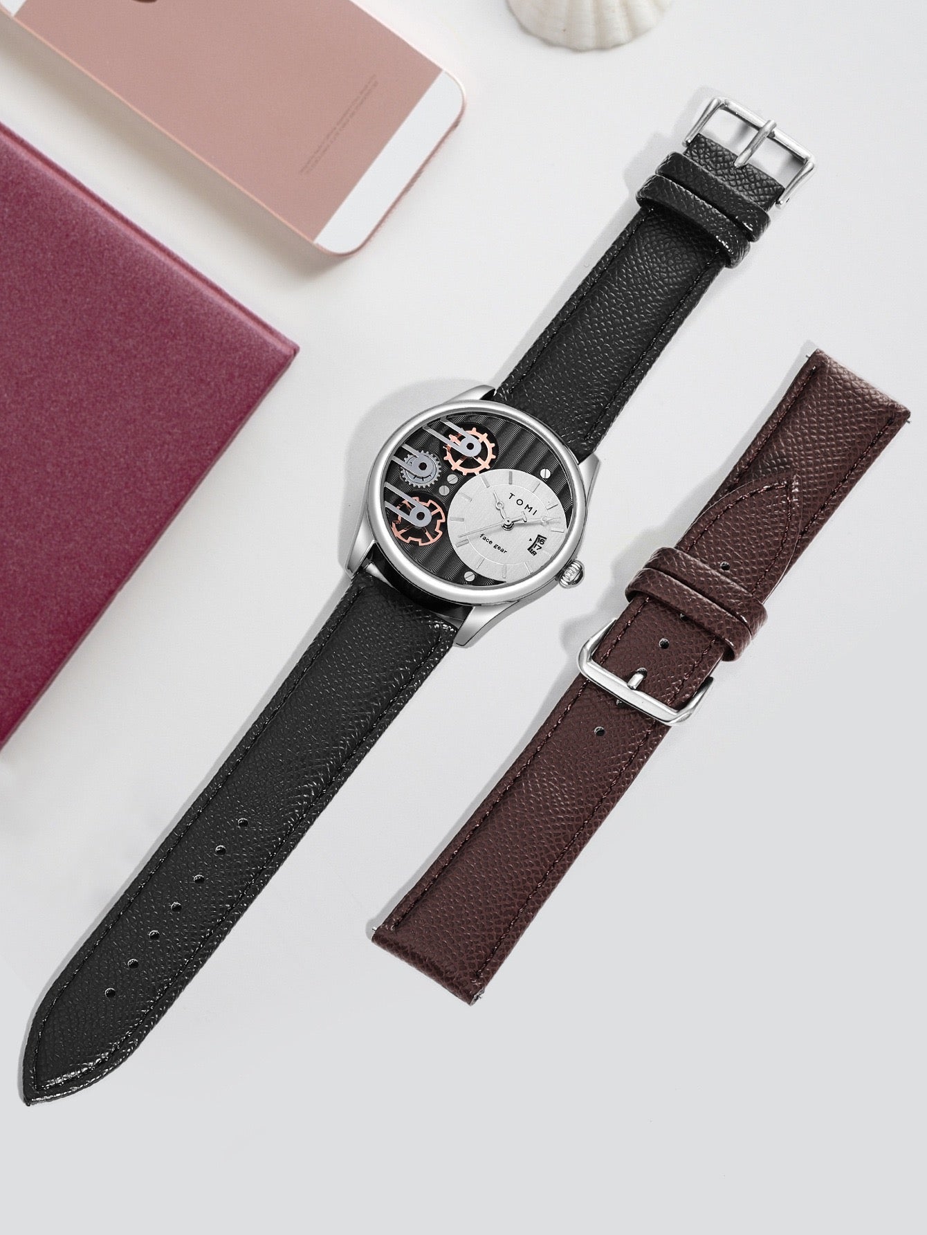 Tomi leather strap wristwatch