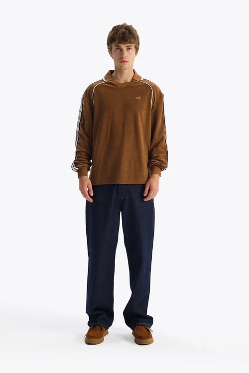 Giesto terry polo shirt in brown