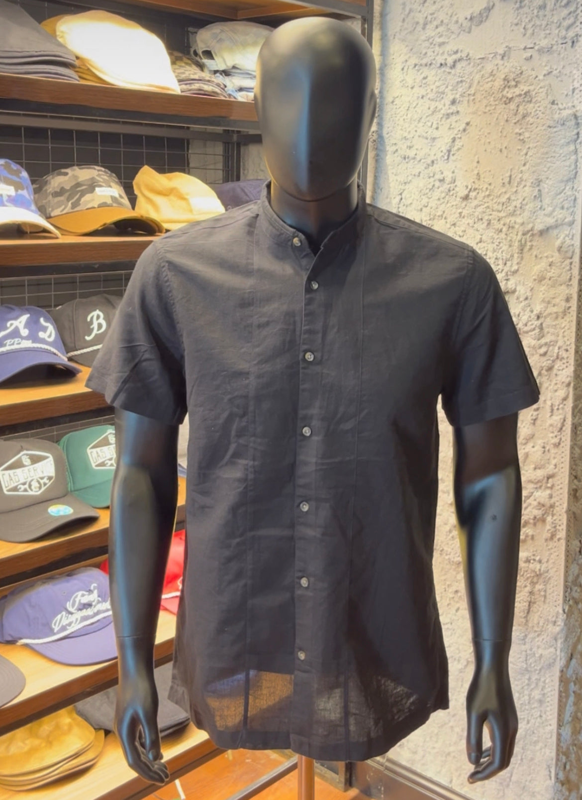 Nines line band collar shirt