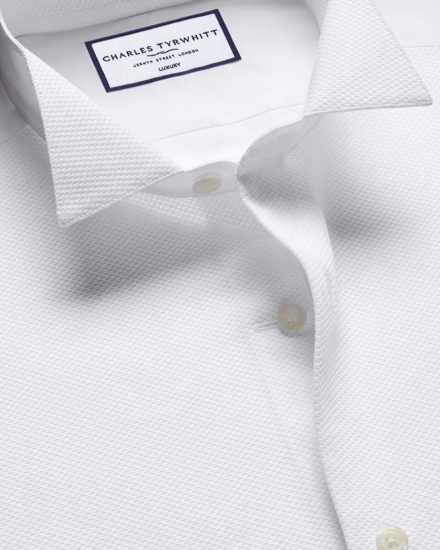 Bib Front Wing Collar Evening Shirt - White