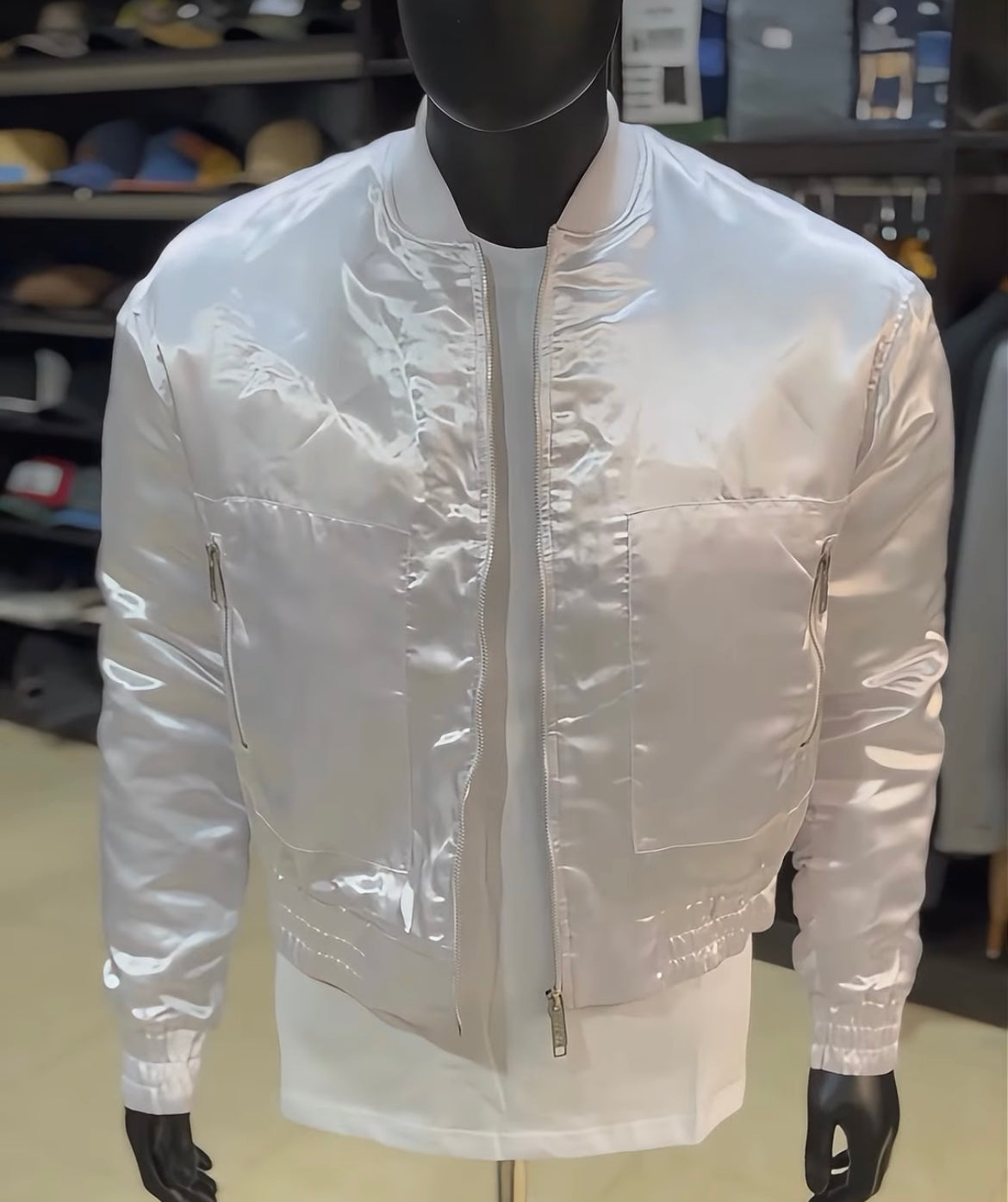 Boohoo white bomber jacket