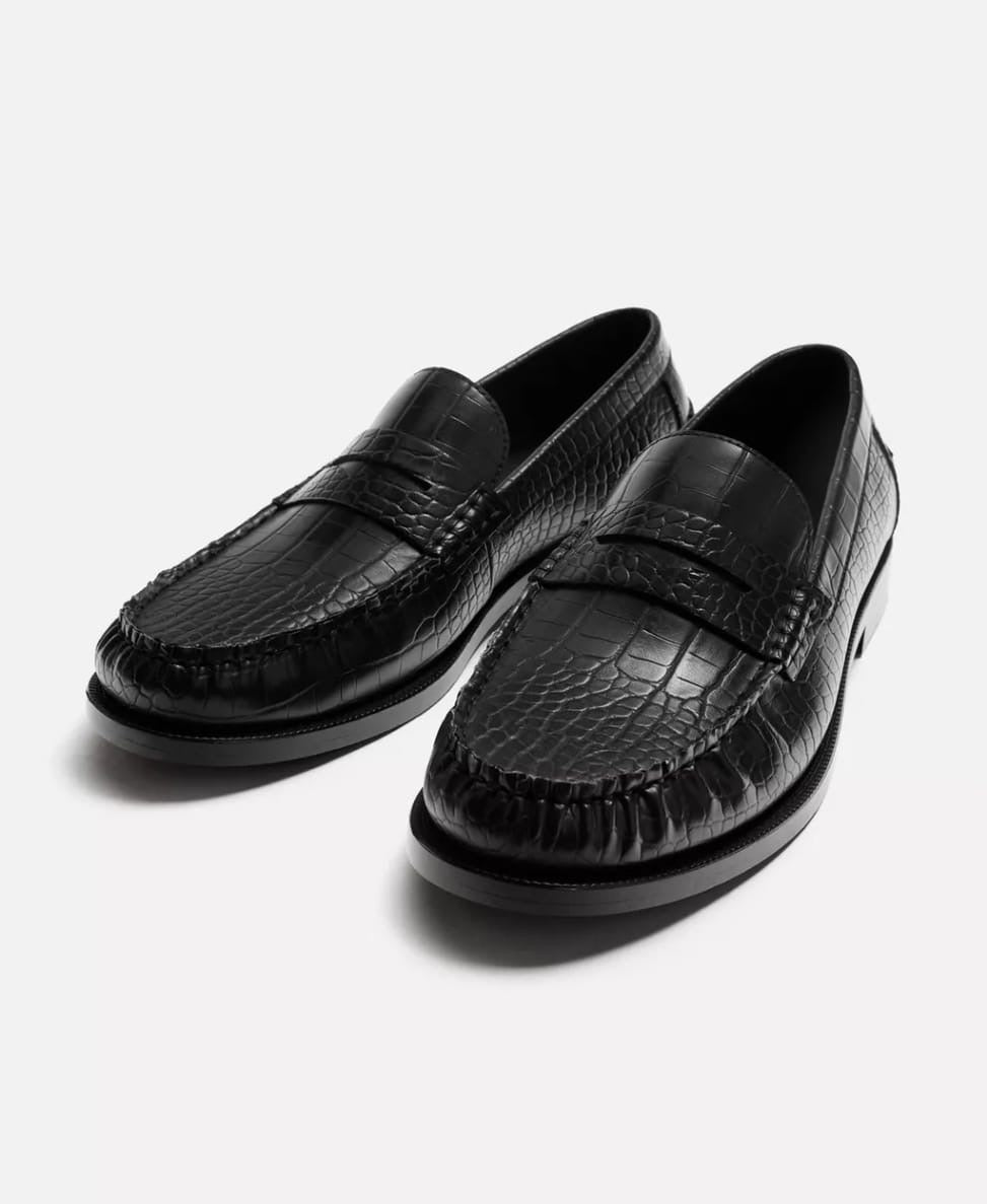 Zara croc skin loafers