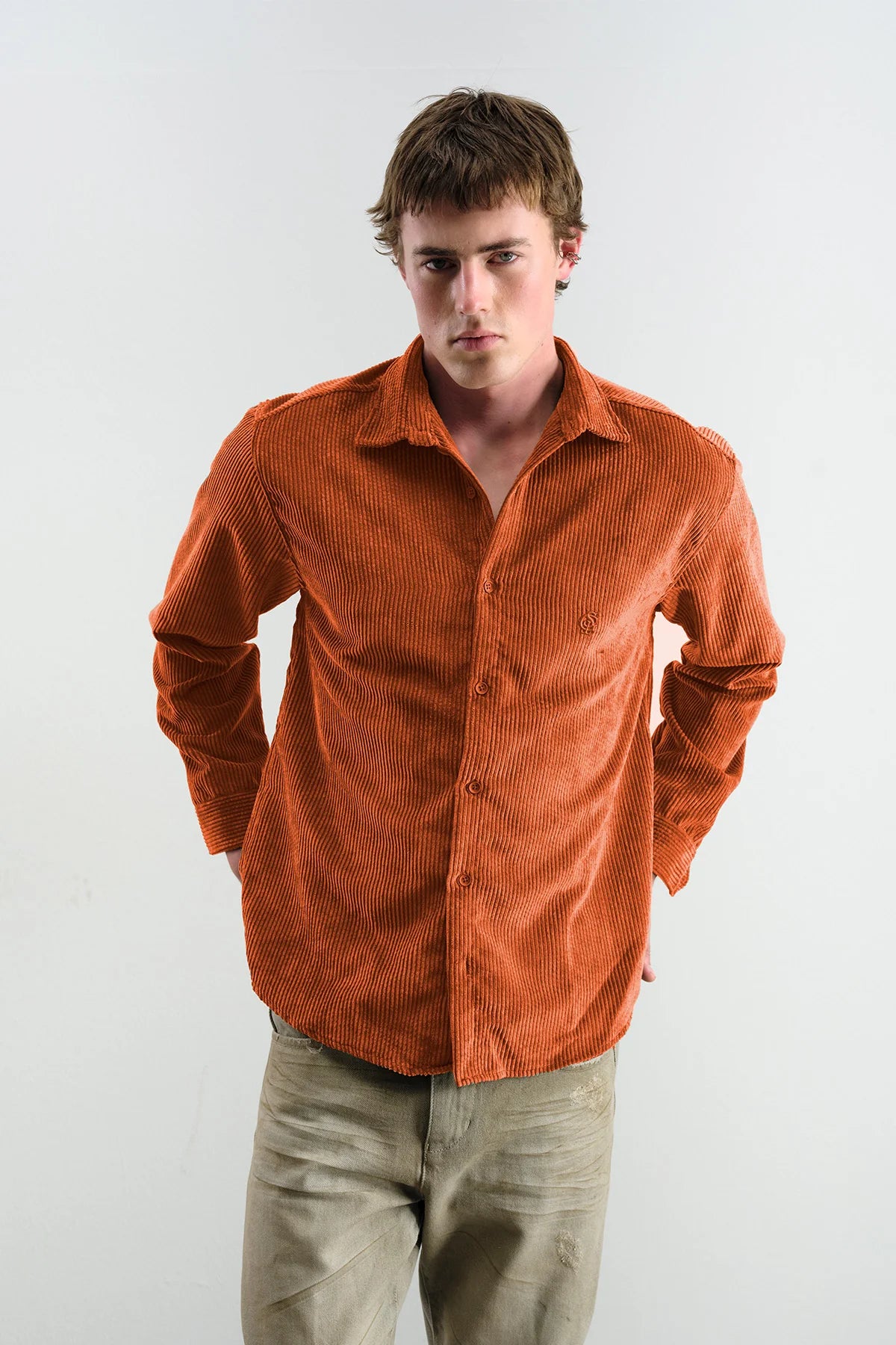 Giesto corduroy shirt in orange